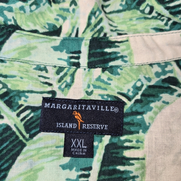 Margaritaville green Tropical Print Shirt Linen Blend Tie Front Women's Size XXL - Picture 6 of 9